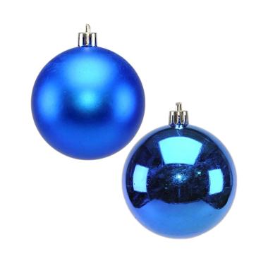 Pallina natalizia blu satinate lucide Set 12 pz