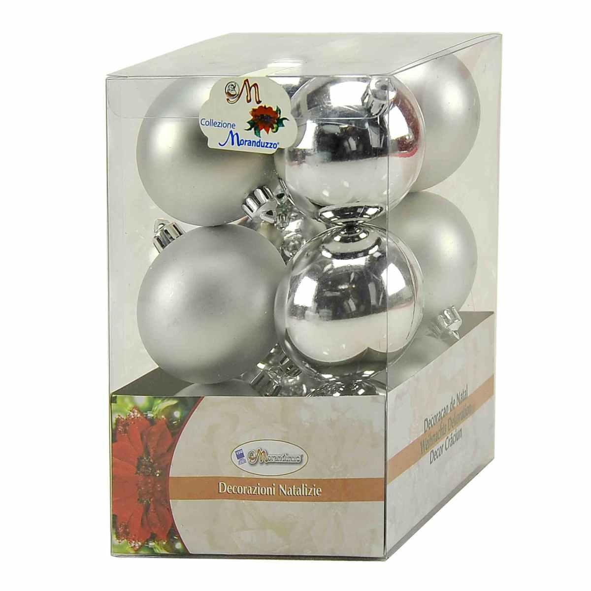 Pallina natalizia argento lucido opaco Set 12 pz