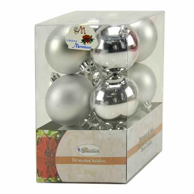 Pallina natalizia argento lucido opaco Set 12 pz