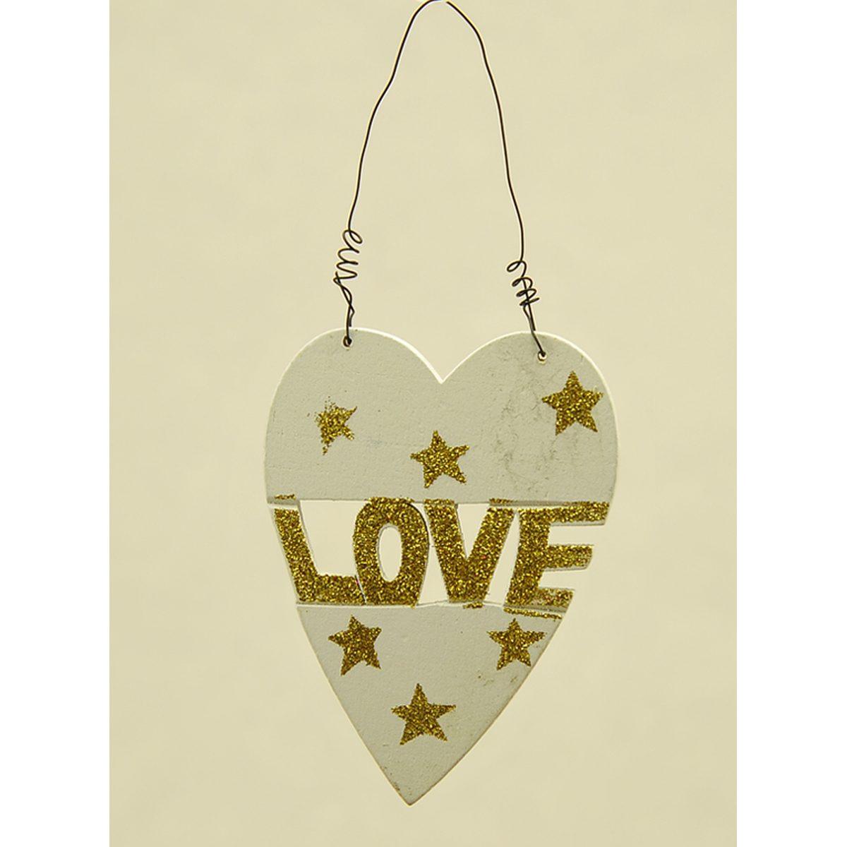 Decorazione natalizia legno love peace joy 10 cm