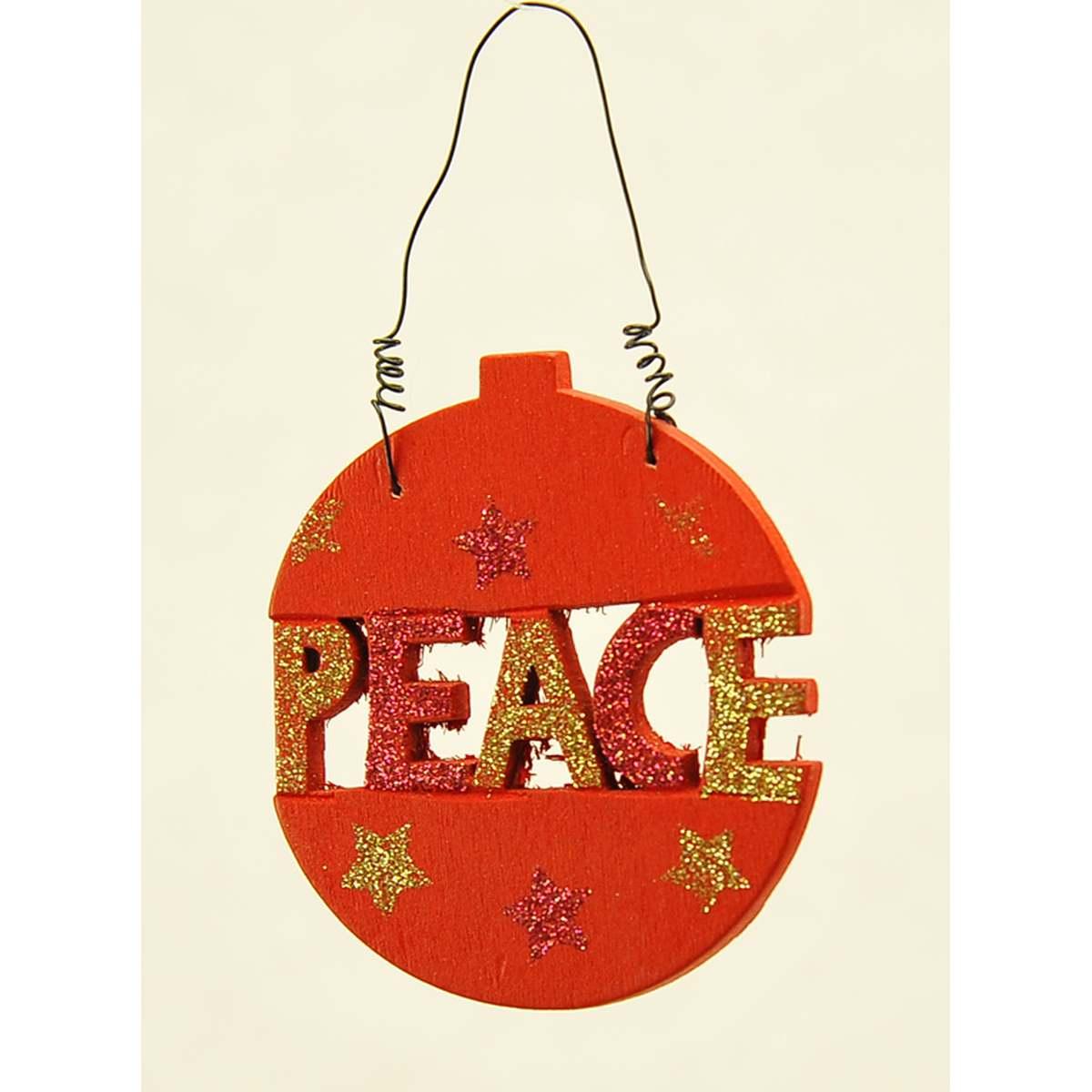 Decorazione natalizia legno love peace joy 10 cm
