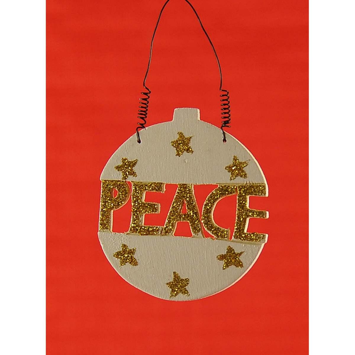 Decorazione natalizia legno love peace joy 10 cm