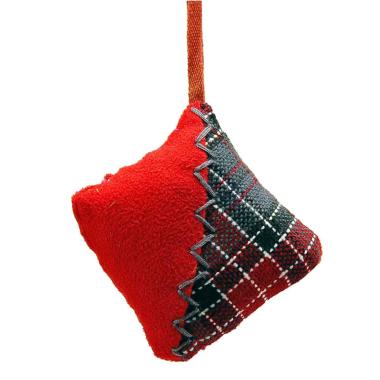 Decorazione natalizia cuscino panno scozzese 7 x 3 cm