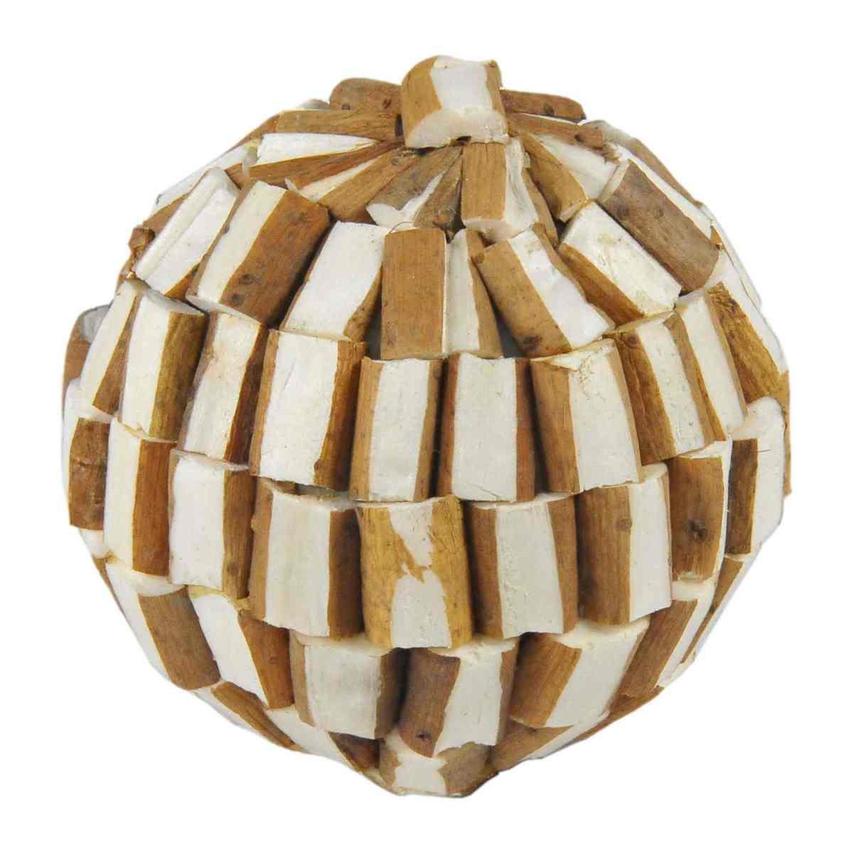 Pallina natalizia scaglie legno naturale Set 4 pz