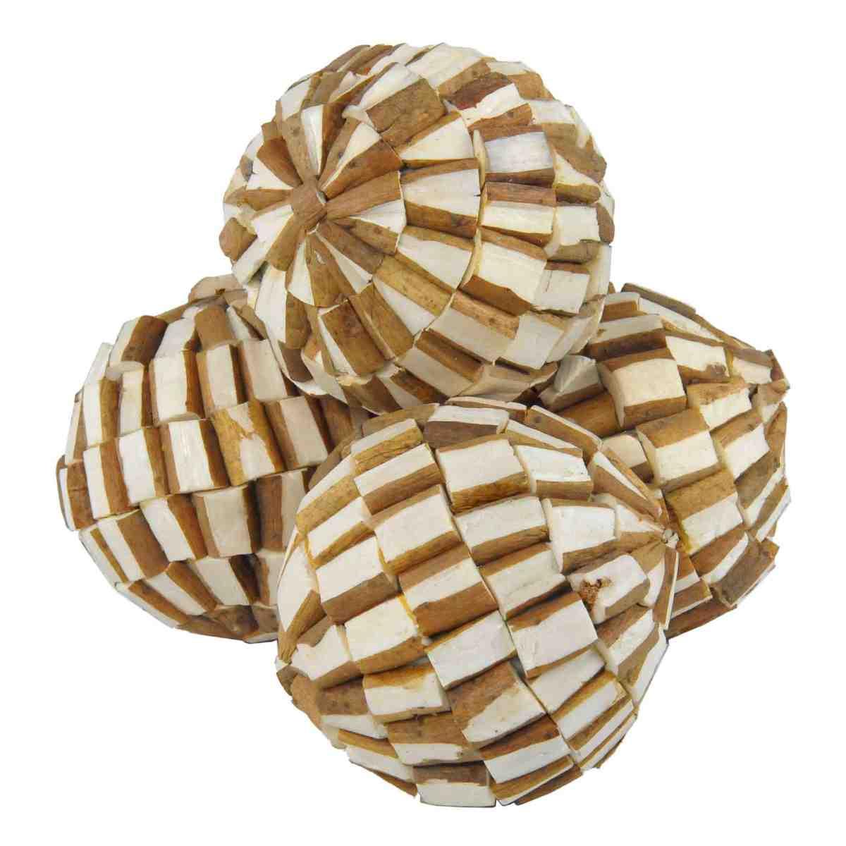 Pallina natalizia scaglie legno naturale Set 4 pz