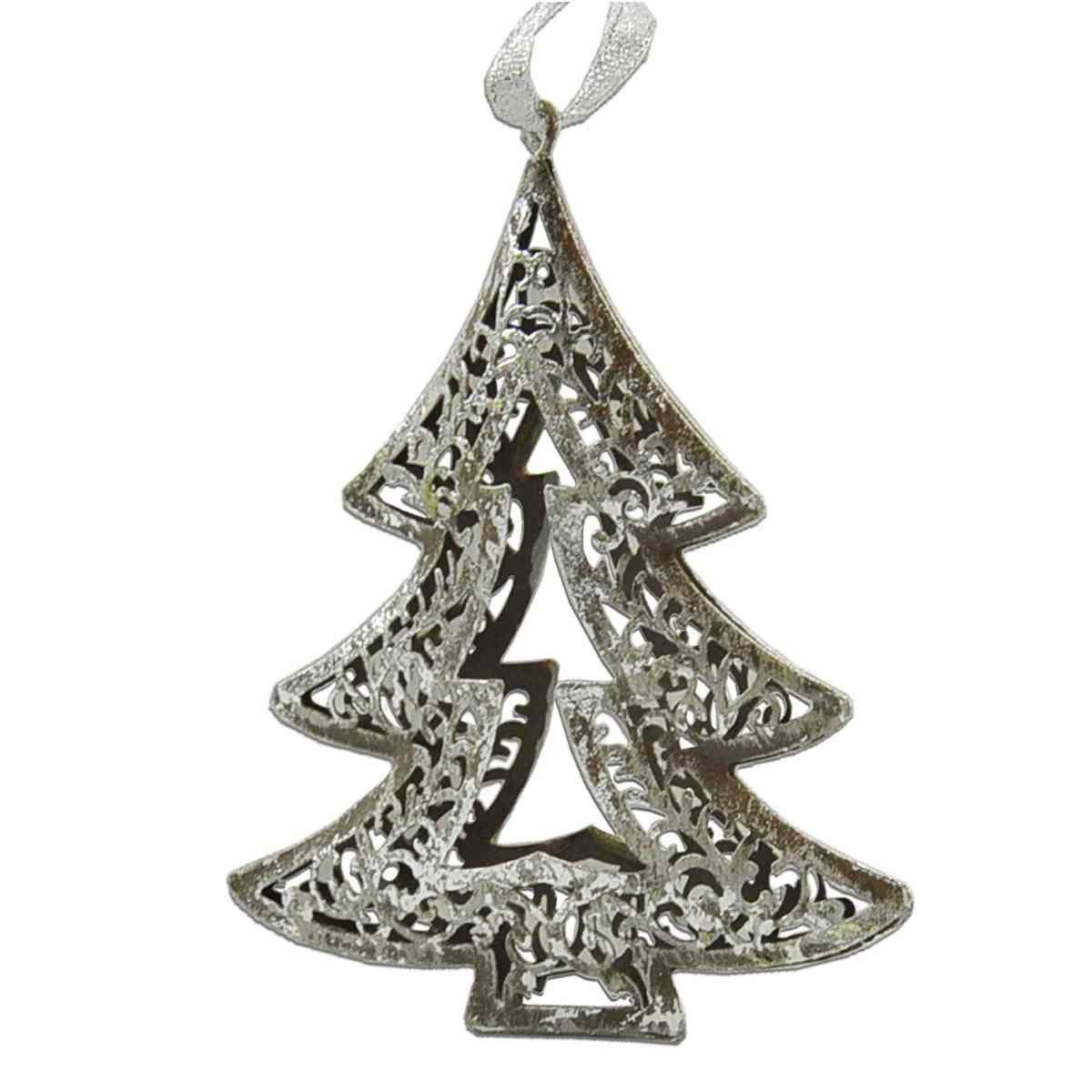 Decorazione natalizia metallo albero stella 3 colori