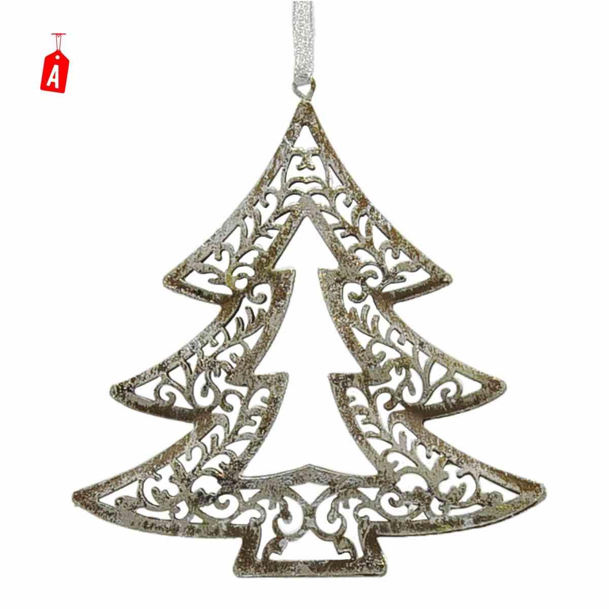 Decorazione natalizia metallo albero stella 3 colori