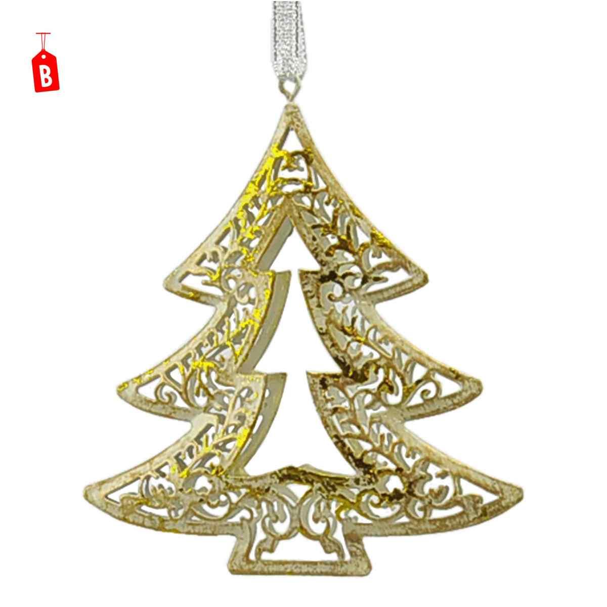 Decorazione natalizia metallo albero stella 3 colori