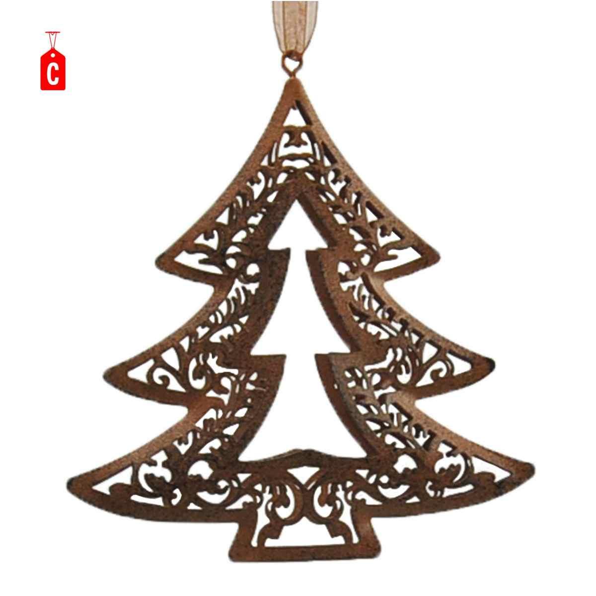 Decorazione natalizia metallo albero stella 3 colori