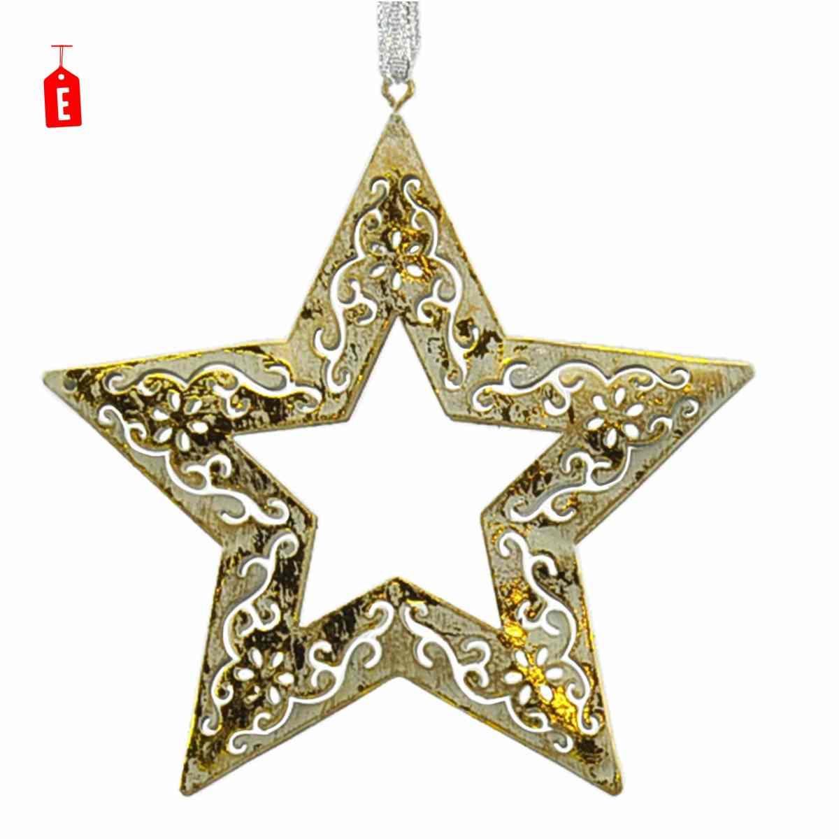 Decorazione natalizia metallo albero stella 3 colori