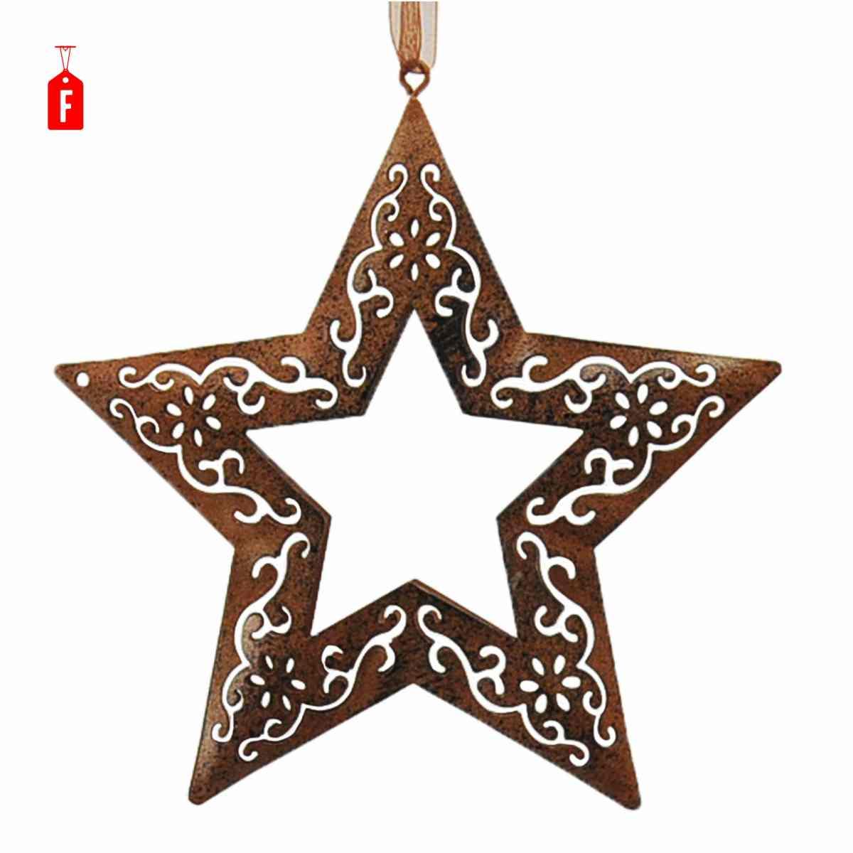 Decorazione natalizia metallo albero stella 3 colori