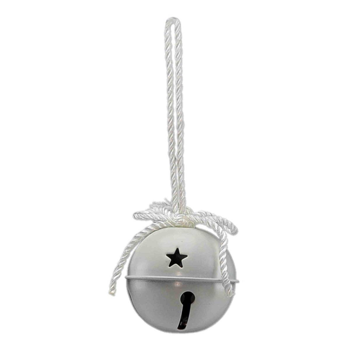 Decorazione natalizia campanello metallizato bianco Set 9 pz