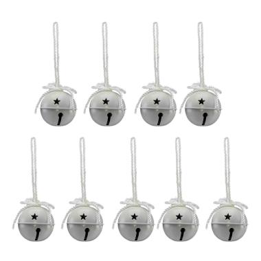 Decorazione natalizia campanello metallizato bianco Set 9 pz
