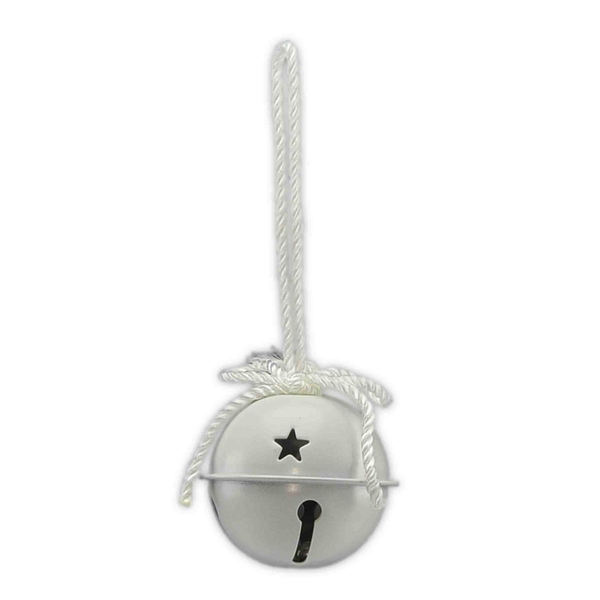 Decorazione natalizia campanello metallizzato bianco Set 6 pz