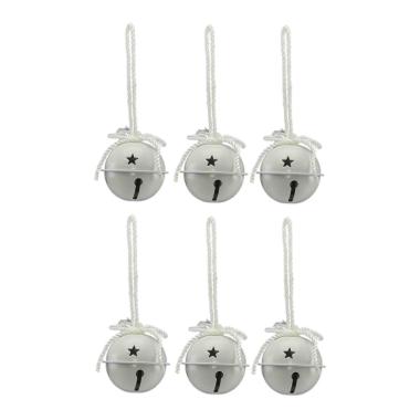 Decorazione natalizia campanello metallizzato bianco Set 6 pz