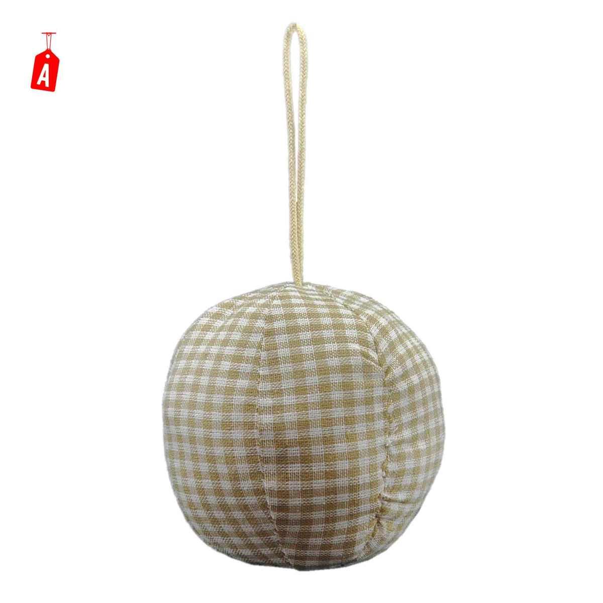 Pallina natalizia in tessuto bianco beige 10 cm