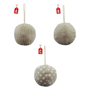 Pallina natalizia in tessuto bianco beige 10 cm
