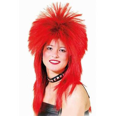 Parrucca punk rock rossa liscia frangia