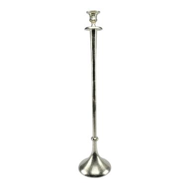 Candeliere 1 posto candela metallo millennio argento 76 cm