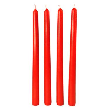 Candela conica rossa Set 4 pz