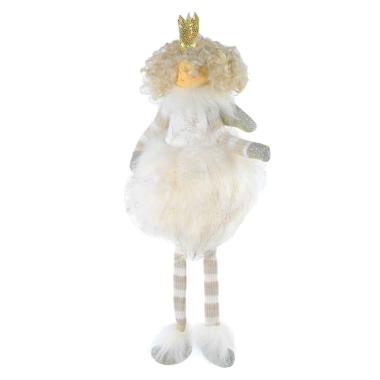 Decorazione natalizia angelo principessa bianca 28 cm