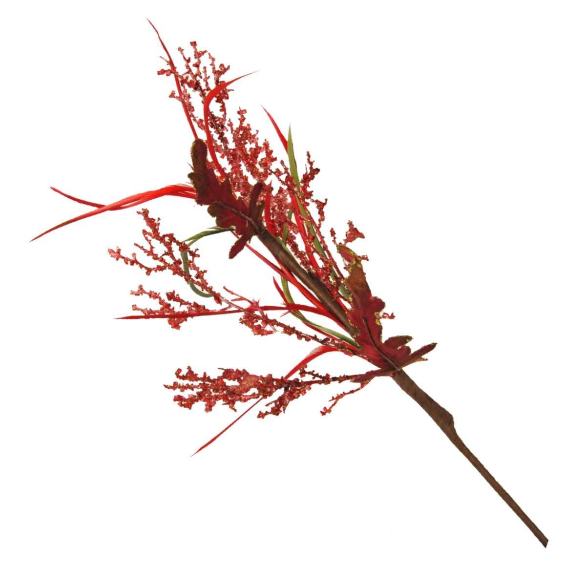 Fiore natale bacche rosso piume 45 cm
