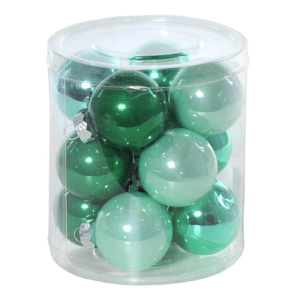 Pallina natalizia vetro verde satinate lucide Set 12 pz