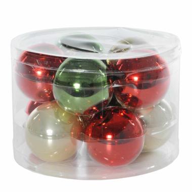 Pallina natalizia vetro rosso verde crema Set 10 pz