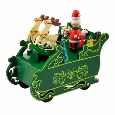 Carillon natale babbo slitta legno 19 x 9,5 cm
