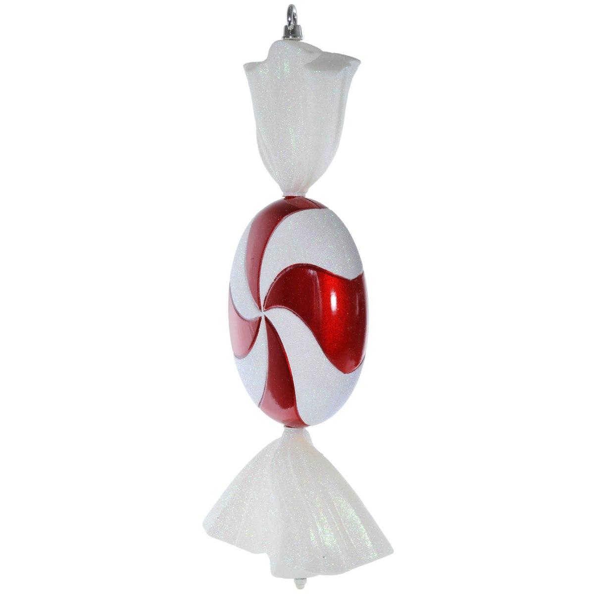 Decorazione natalizia caramella bianca rossa 21 x 47 cm