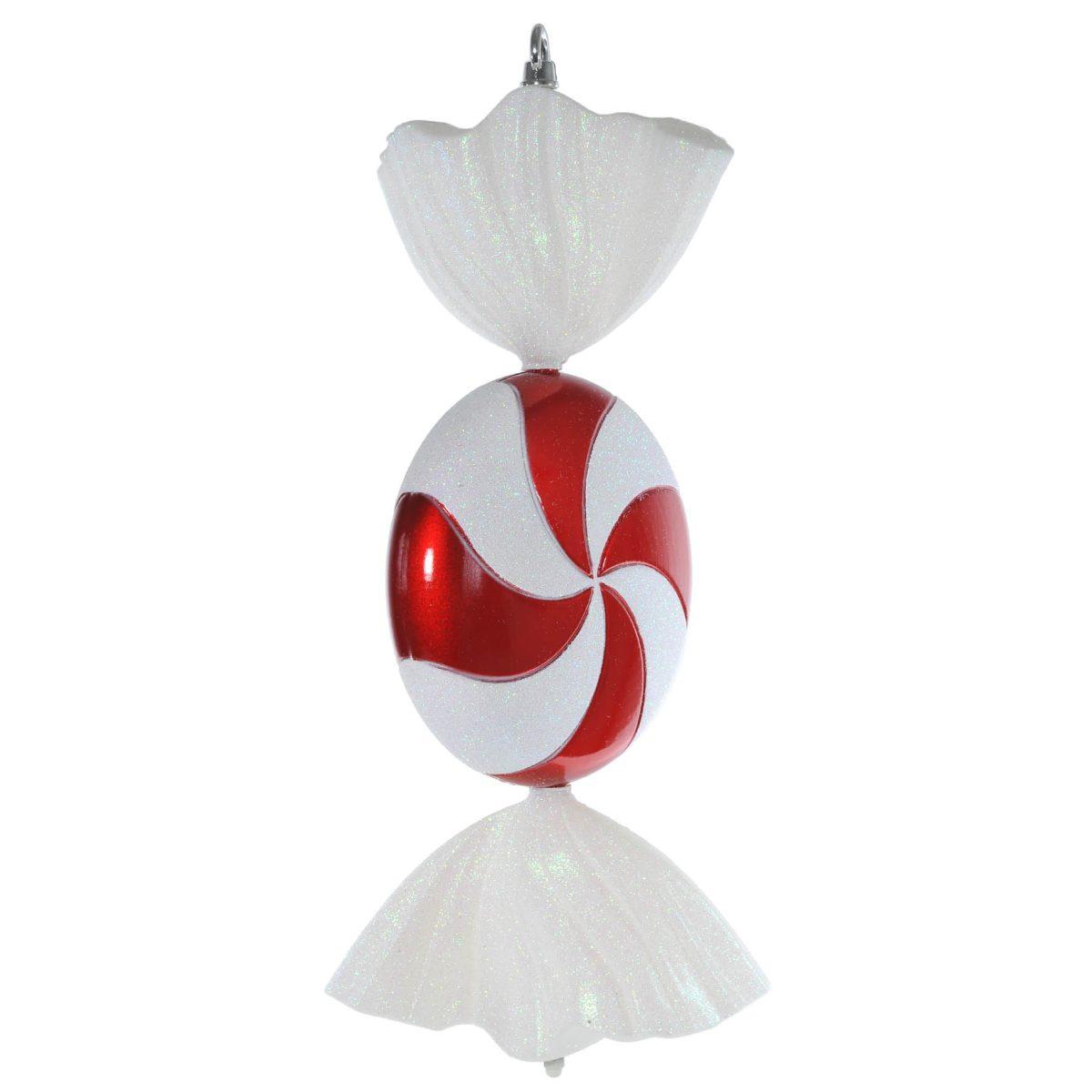 Decorazione natalizia caramella bianca rossa 21 x 47 cm