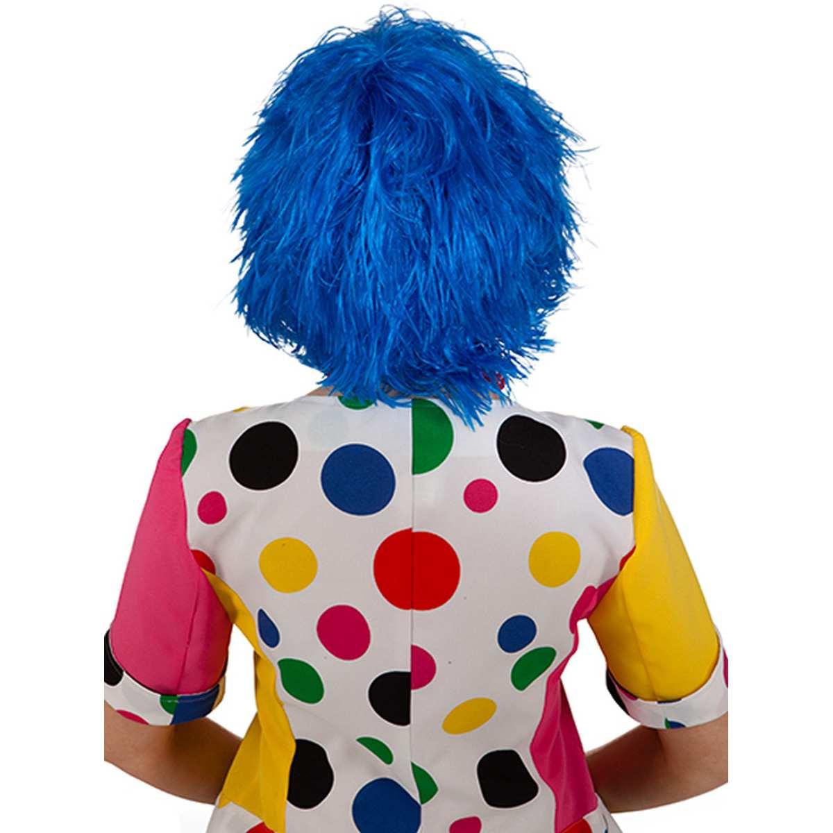 Parrucca clown blu scapigliata frangia