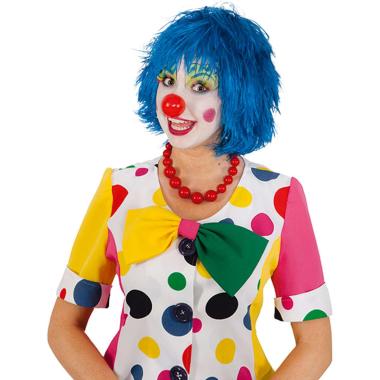 Parrucca clown blu scapigliata frangia