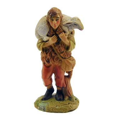 Statua presepe 10 cm pastore agnello spalla modello a