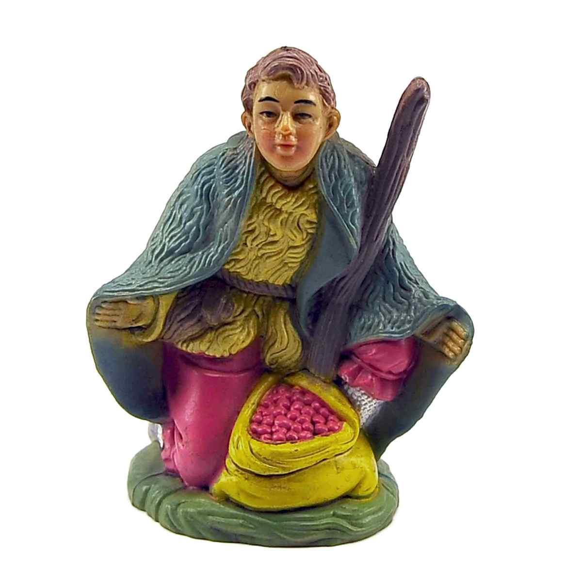 Statua presepe 10 cm pastore sacco pomodori