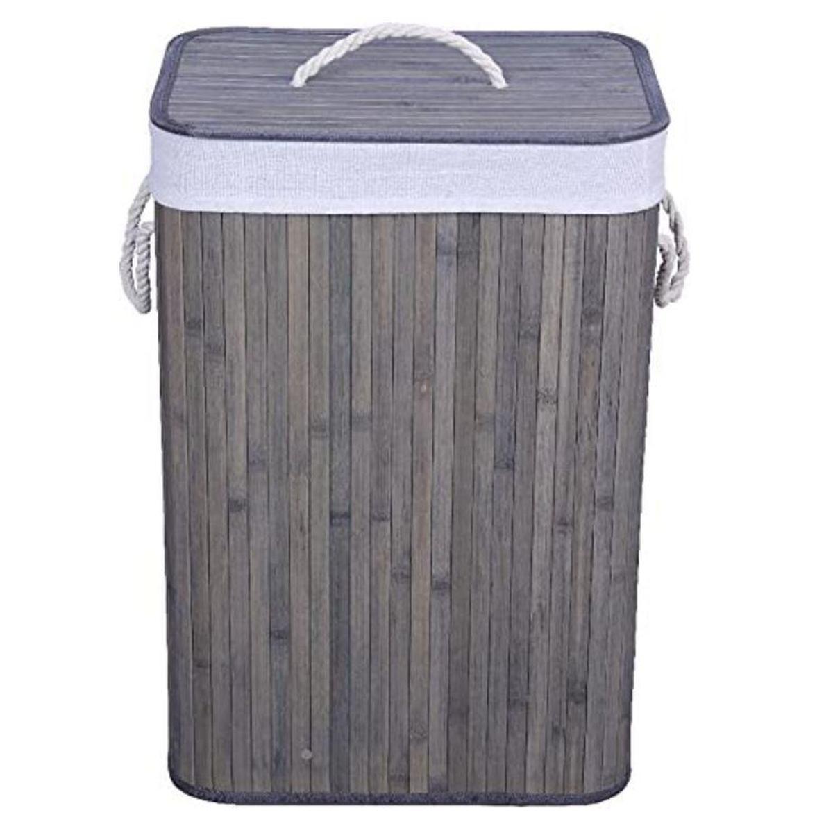 Cesto bamboo portabiancheria grigio 40 x 30 x 60 cm