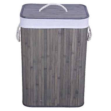 Cesto bamboo portabiancheria grigio 40 x 30 x 60 cm
