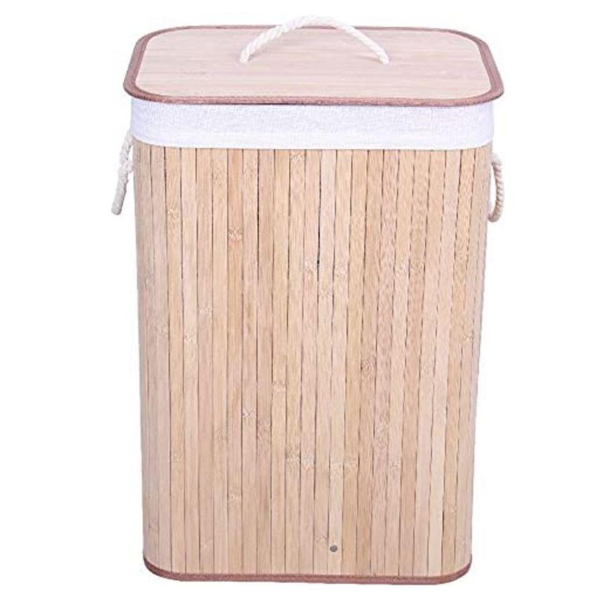 Cesto bamboo portabiancheria natural 40 x 30 x 60 cm
