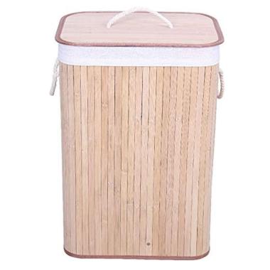 Cesto bamboo portabiancheria natural 40 x 30 x 60 cm