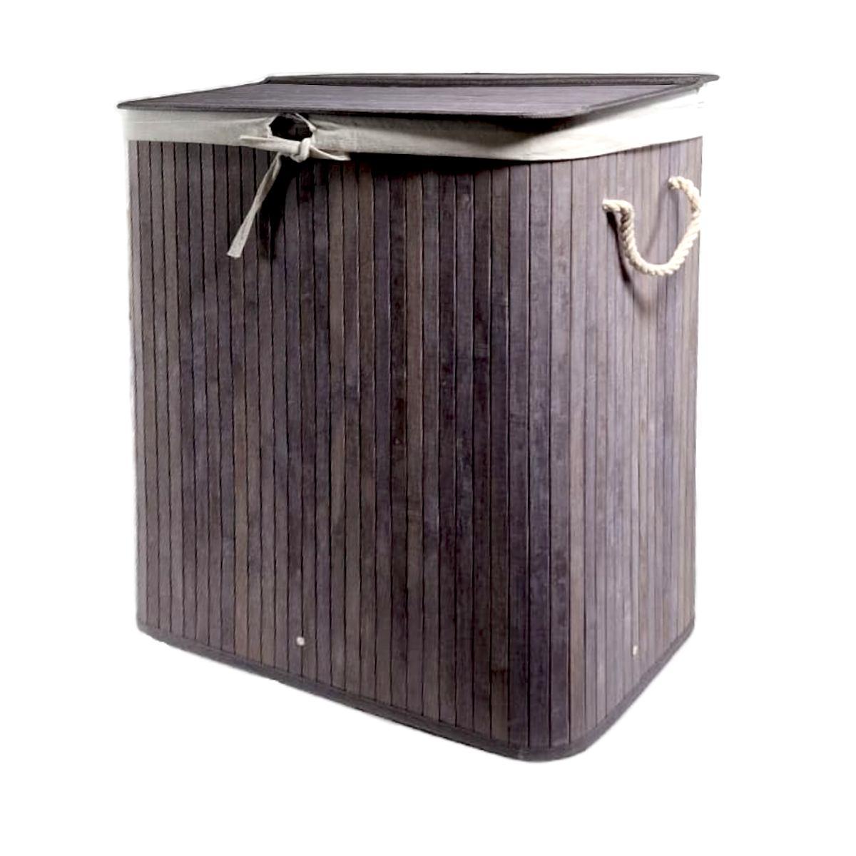 Cesto bamboo portabiancheria grigio 52 x 32 x 63 cm