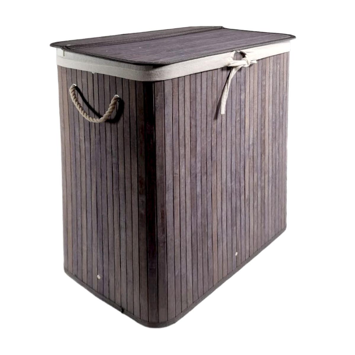 Cesto bamboo portabiancheria grigio 52 x 32 x 63 cm