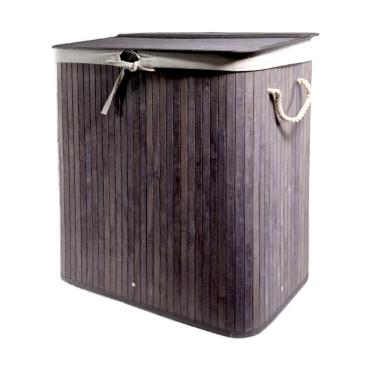 Cesto bamboo portabiancheria grigio 52 x 32 x 63 cm