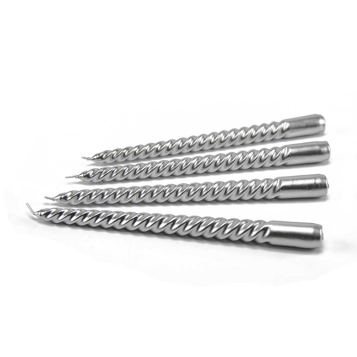 Candela tortiglione argento singola 22 cm