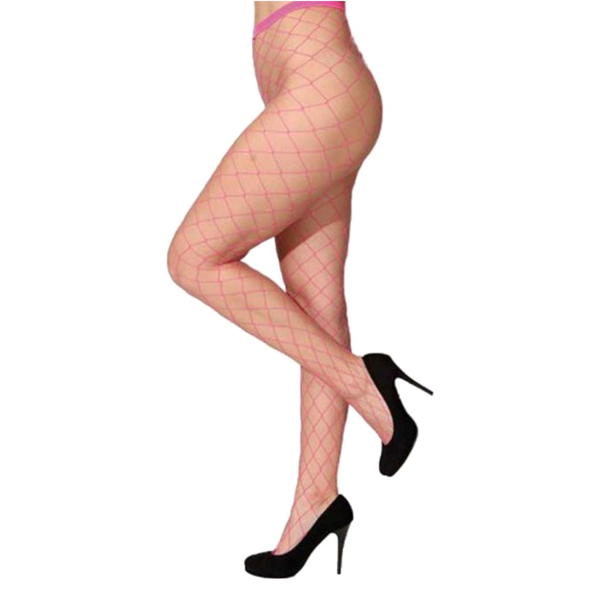 Collant rete larga fucsia fluo modello a