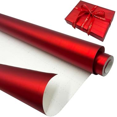 Carta regalo natale rotolo rosso metal 70 x 150 cm