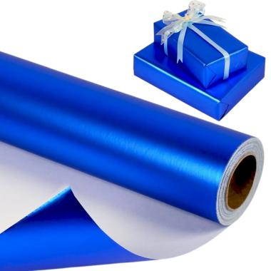 Carta regalo natale rotolo blu metal 70 x 150 cm