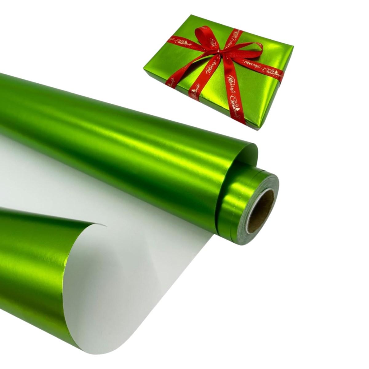 Carta regalo natale rotolo verde metal 70 x 150 cm