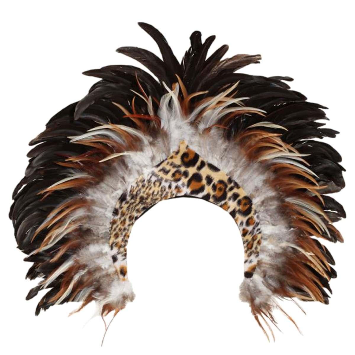 Copricapo jungla maculato piume beige
