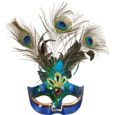 Maschera viso pavone piume