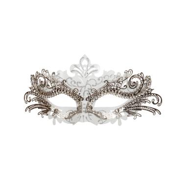 Maschera viso metallo veneziana bianca argento